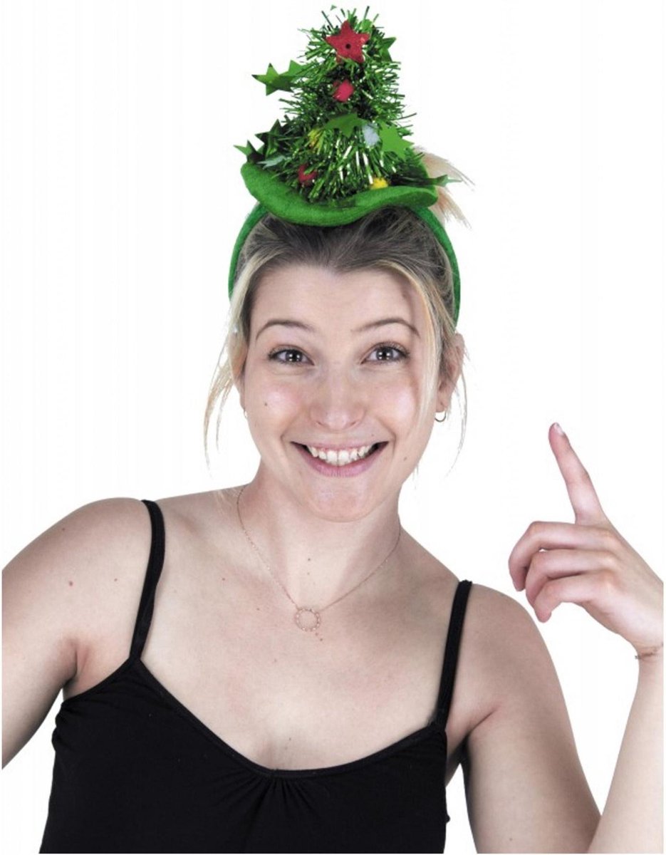 PARTYPRO - Groene kerstboom haarband voor volwassenen - Accessoires > Haar & hoofdbanden